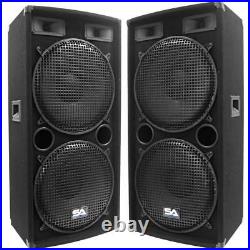 Seismic Audio Pair Dual 15 PA DJ SPEAKERS 1000 Watts PRO AUDIO NEW