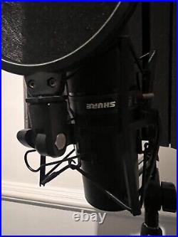 Shure Wired Vocal Microphone Black (SM7B) Plus Stand, Pop Filter & Sound Sheil