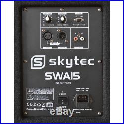 Skytec 15 Powered Active Subwoofer Bass Boost Bin DJ Disco PA Sub Speaker 600W