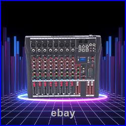 Sound Audio Mixer Board Live Sound Card Bluetooth USB Mixing Console 8 Channels