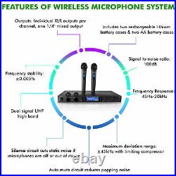 TPro Professional Dual UHF Rechargeable Wireless Microphone System with two Mics