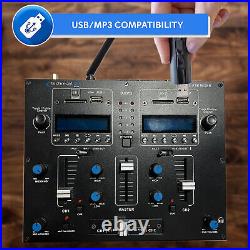 Technical Pro Portable Dual Mixer System Set, with RCA CABLES, Mic, & Power Bank