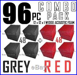 The BIG DEAL ComBo 96 pack GREY & RED Acoustic Wedge Sound Studio Foam 12x12x1