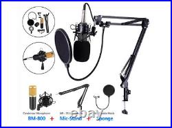 Tripod Podcast Equipment Bundle Sound Card BM800 Microphone Recording Studio Kit