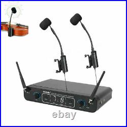 UHF Dual 2 Channels Wireless Microphone Clip on Instrument Mic System for Violin