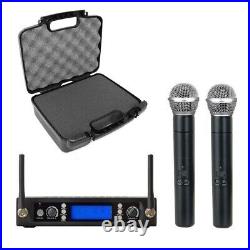 UHF Dual Wireless Microphone System for Shure SM58 Vocal Mics with Carrying Case