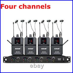 UHF Four 4 Channels Wireless In Ear Monitor System Stage Headphone Monitoring