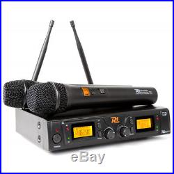 UHF Pro Dual Radio Wireless Microphone System Twin Mic Receiver Carry CasePD782