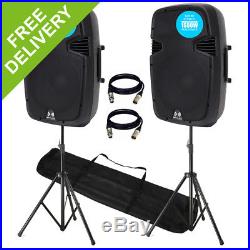 V3 RS15A 3200W IPP Active DJ PA Club 15 Inch Speaker Stereo Package With Stands