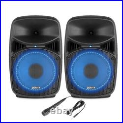 VPS Active Speakers and Wireless Microphones Karaoke PA System with Stands 400W