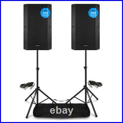 VSA12 Pair Active PA Speakers Bi-Amp 12 1600w 2-Way DJ Sound System with Stands