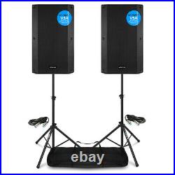 VSA15 Pair Active PA Speakers Bi-Amp 15 2000w 2-Way DJ Sound System with Stands