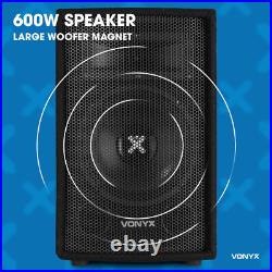 Vonyx 12 Passive Speaker 600W DJ PA System for Karaoke/Party Events