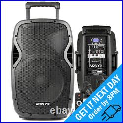 Vonyx AP1200PA 12 Bluetooth Active Portable Battery PA System 600W UHF Mics