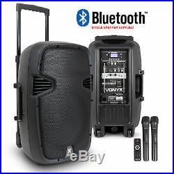 Vonyx Portable 12 Active PA Speaker System Bluetooth Wireless Microphones 500W
