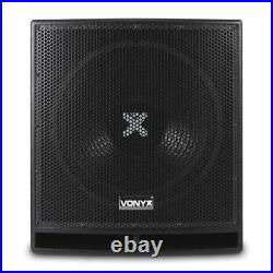 Vonyx Pro 15 Active Powered Subwoofer Bass Bin DJ Disco PA Sub Speaker 800W