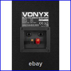Vonyx SL12 Passive DJ Speakers Pair 1200W + Stands for Events