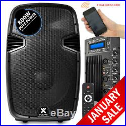 Vonyx SPJ-1500ABT 15 Inch Bluetooth Active USB MP3 PA Powered Speaker 800W