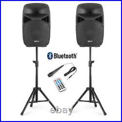 Vonyx VPS102A 10 DJ Speaker System with Stands & Wired Microphone Great Sound
