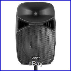 Vonyx VPS122A 12 LED Bluetooth Powered Speaker Pair DJ PA with Stands 800W