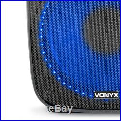 Vonyx VPS152A 15 LED Bluetooth Powered Speaker Pair DJ PA with Stands 1000W
