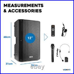Vonyx VSA500-BP 12 Portable PA System with Wireless Mic & Bluetooth 800W
