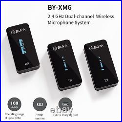 Wireless Lavalier Microphone System, BOYA by-XM6 2.4GHz Dual Lavalier Mic