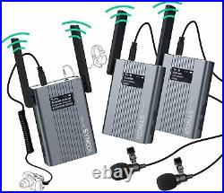 Wireless Lavalier Microphone System SYNCO 2 Transmitters and 1 Receiver 492ft