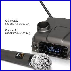 Wireless Microphone Rechargeable UHF Handheld Mic System 60 Meters Range Karaoke