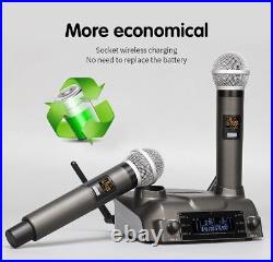 Wireless Microphone Rechargeable UHF Handheld Mic System 60 Meters Range Karaoke