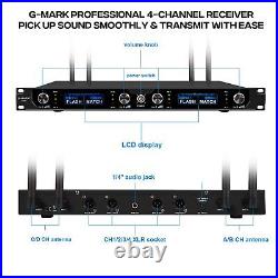 Wireless Microphone System, 4 Channel Wireless Microphones System with
