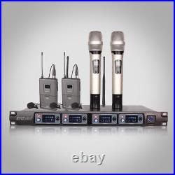 Wireless Microphone System Professional 4 Channel Dynamic Handheld Metal Mic New