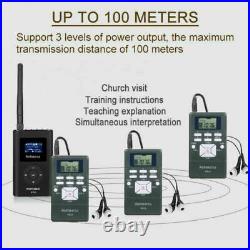 Wireless Tour Guide Church System 2 Microphone Transmitter 50 Receiver School