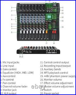 XTUGA CT80 8 Channel Professional Audio Mixer With Sound Controller Interface