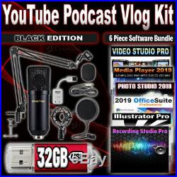 YouTube Podcast Vlog Business Kit Pro Black Ed. Software and Broadcasting Bundle
