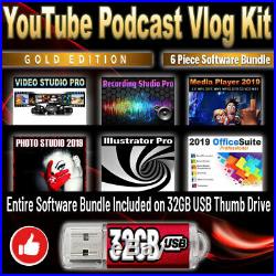 YouTube Podcast Vlog Business Kit Pro Gold Edition Software and Broadcast Bundle