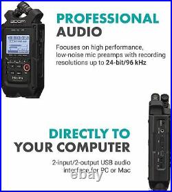 Zoom H4n Pro Black Portable Recorder with Movo Podcast Microphone Bundle for 2
